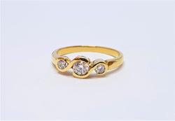 18ct Yellow Gold 3 Brilliant Diamond Swirl Engagement Ring