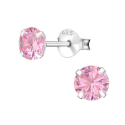 October Birthstone Cubic Zirconia Sterling Silver Studs