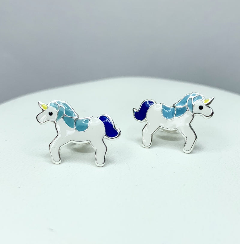 Blue Unicorn Sterling Silver Studs