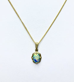 9ct Yellow Gold Opal Claw Set Pendant